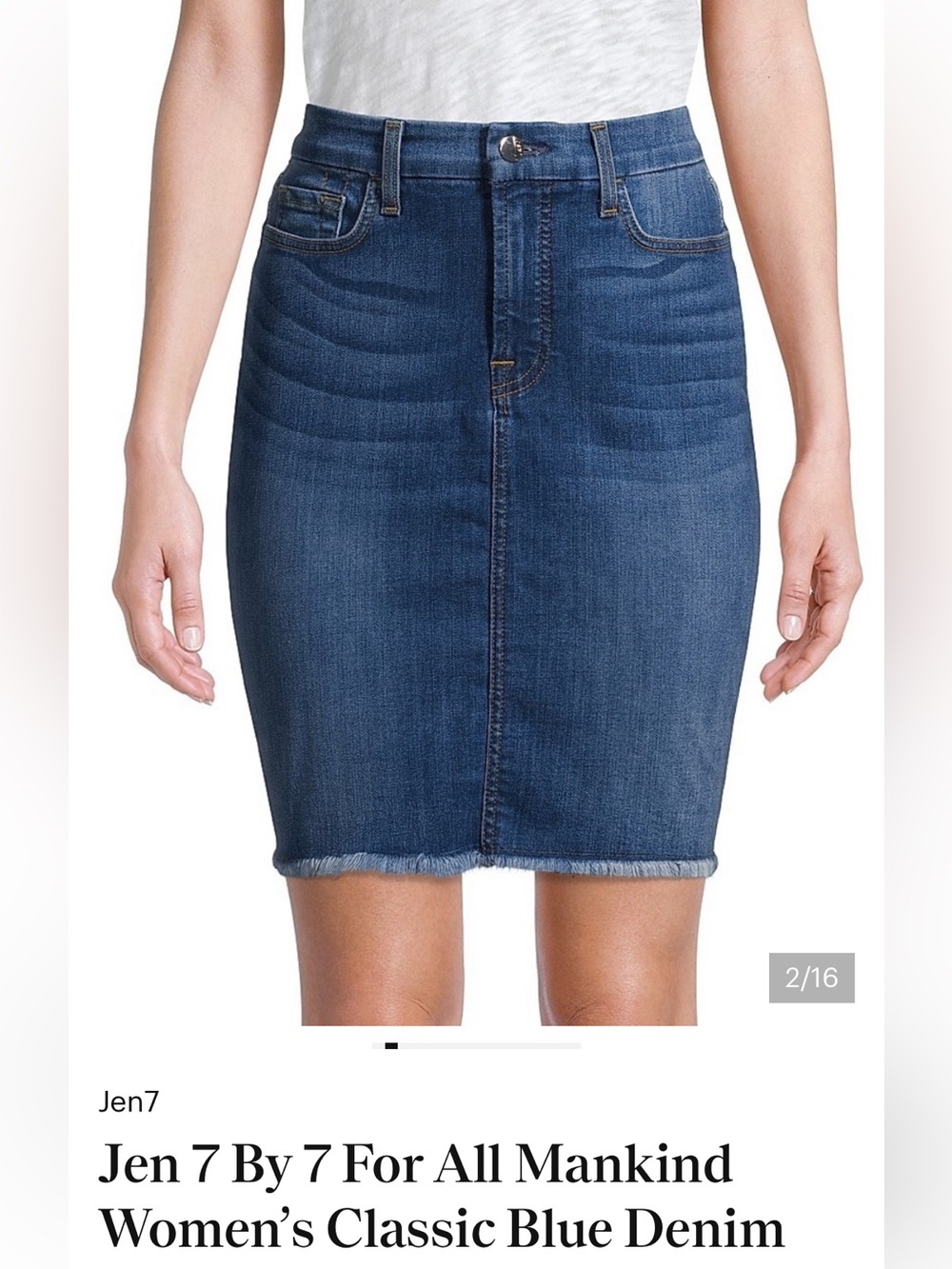 7 For All Mankind Indigo Blue Denim Pencil Skirt